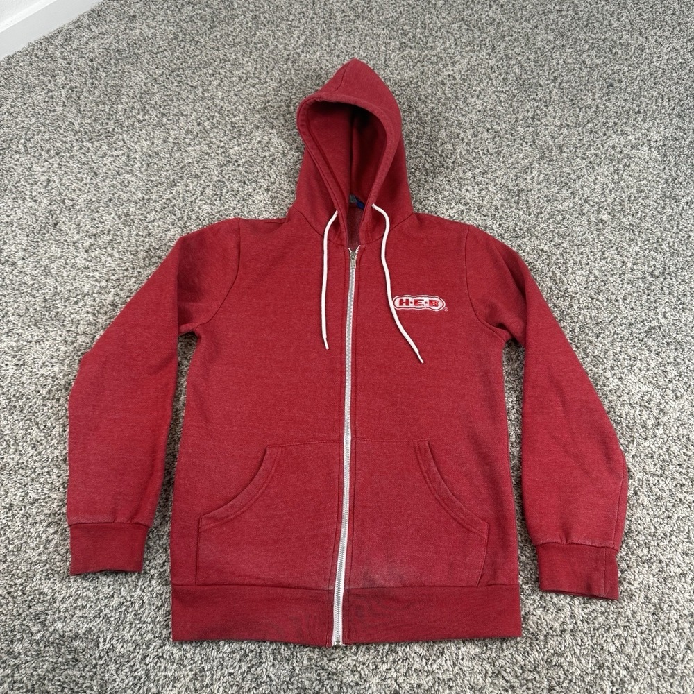 HEB Jacket Adult Small Red Employee Embroidered Logo Full Zip Hooded